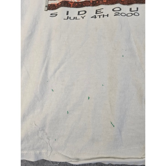 Vintage Y2K Sideout Tee White July 4th 2000 American Flag TShirt Grunge Kids Med - Picture 4 of 11